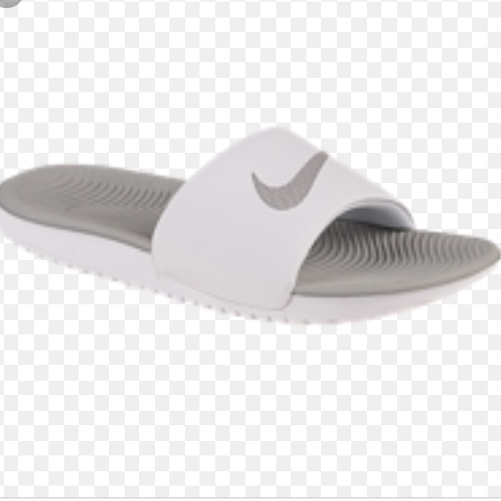 BRAND NEW White & Silver nike slides